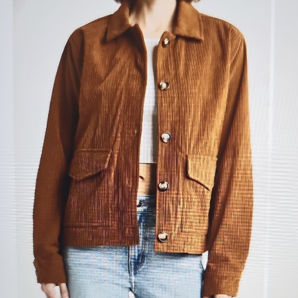 New Large Thread & Supply Corduroy Retro Rich Utility Jacket Cognac